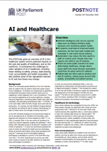 AI and healthcare: (POSTNOTE Number 637)